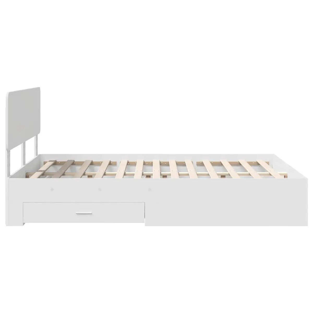 Bed Frame Engineered Wood 150x200cm White with Integrated Storage Drawers and Headboard