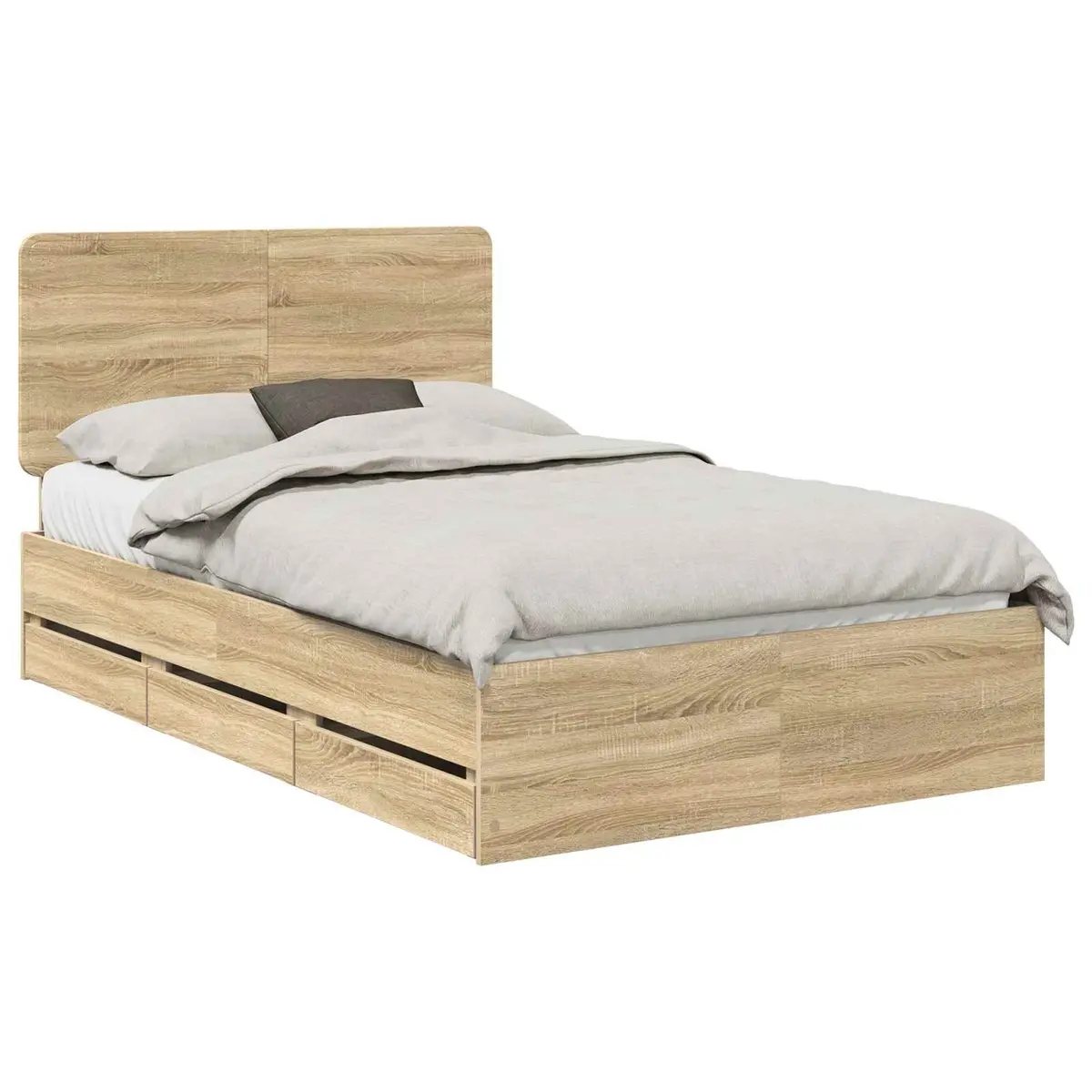 Bed Frame Engineered Wood 135 x 190 cm Sonoma Oak with Drawer Storage