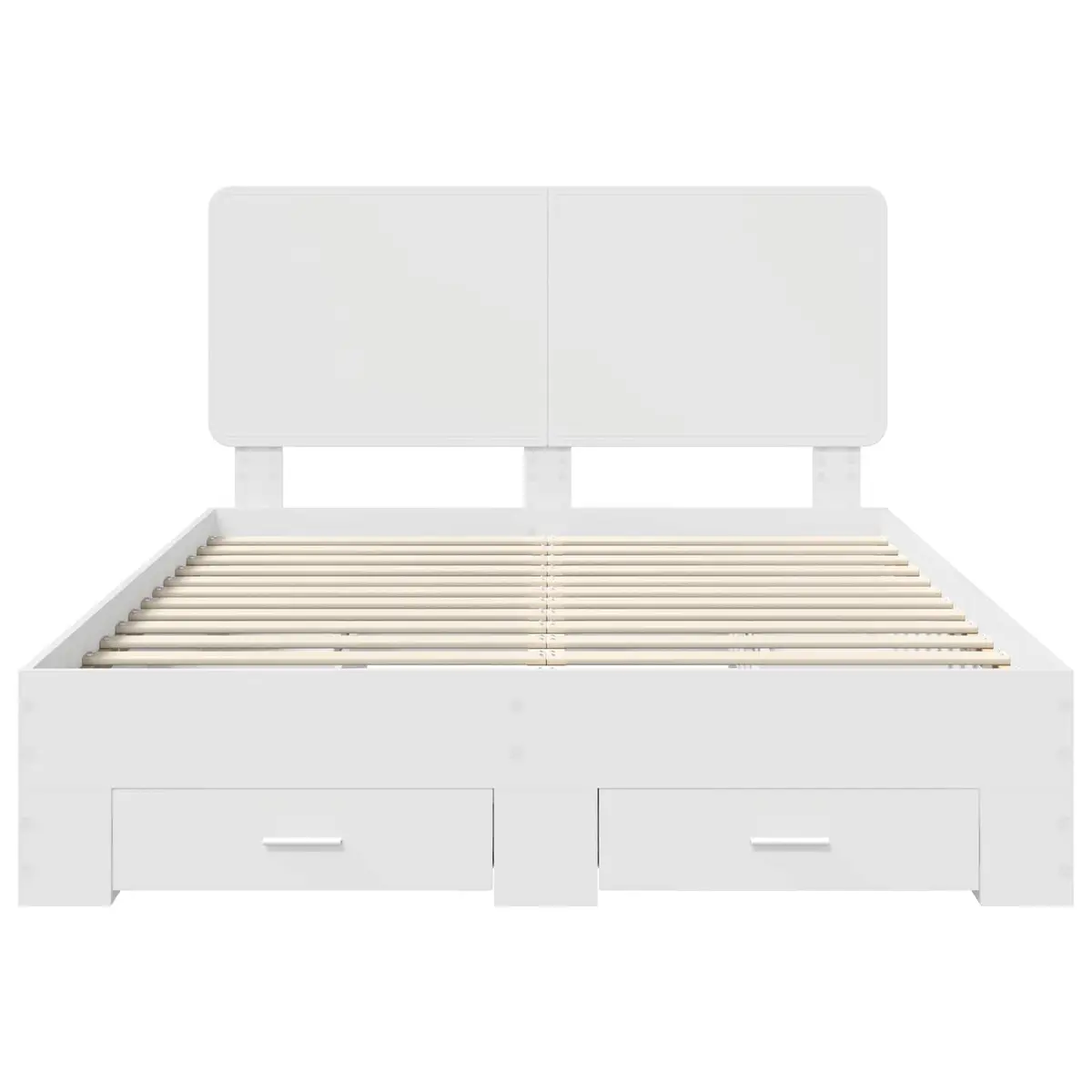 White Bed Frame with Headboard Storage Drawers 150 x 200 cm Engineered Wood