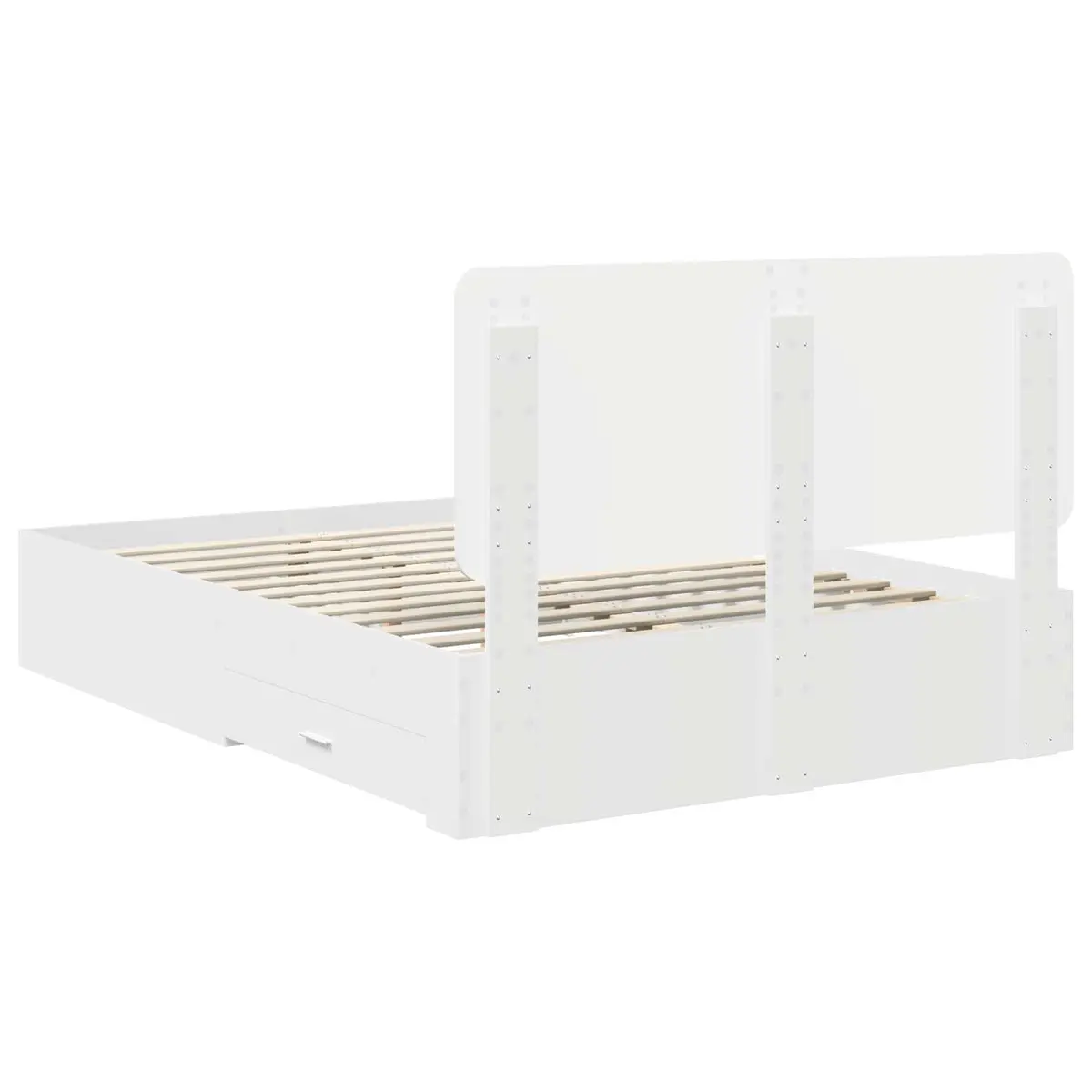 White Bed Frame with Headboard Storage Drawers 150 x 200 cm Engineered Wood