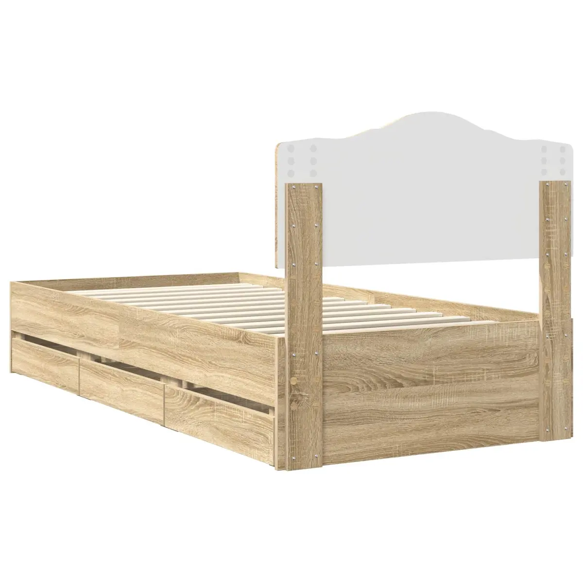 Bed Frame with Storage Drawer Sonoma Oak 90 x 190 cm Engineered Wood Modern