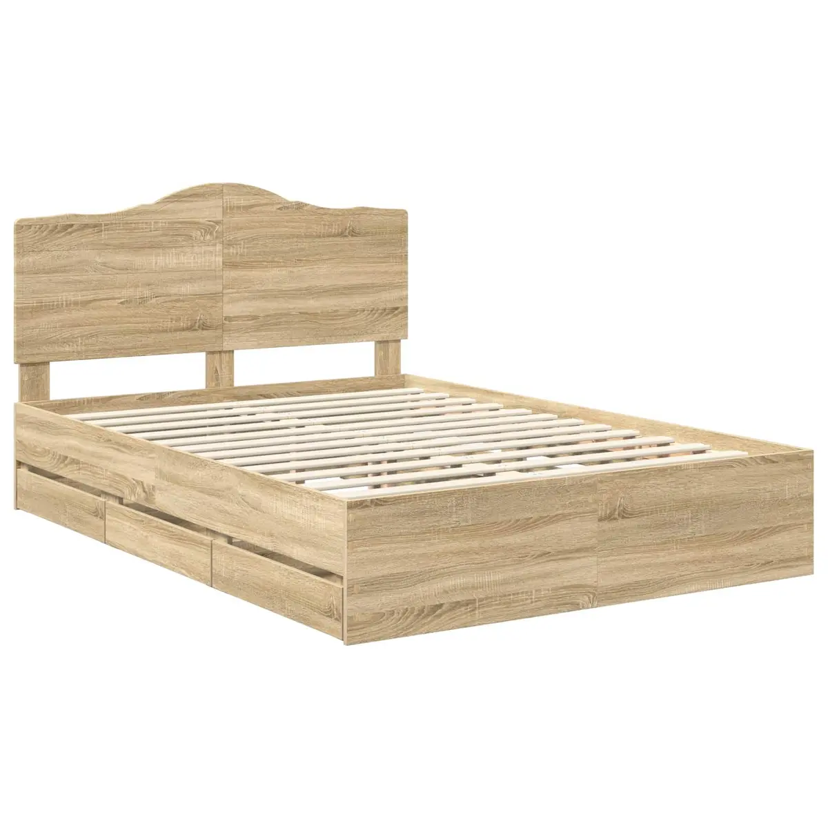 Bed Frame with Storage Drawer Modern Design Engineered Wood 150 x 200 cm Brown