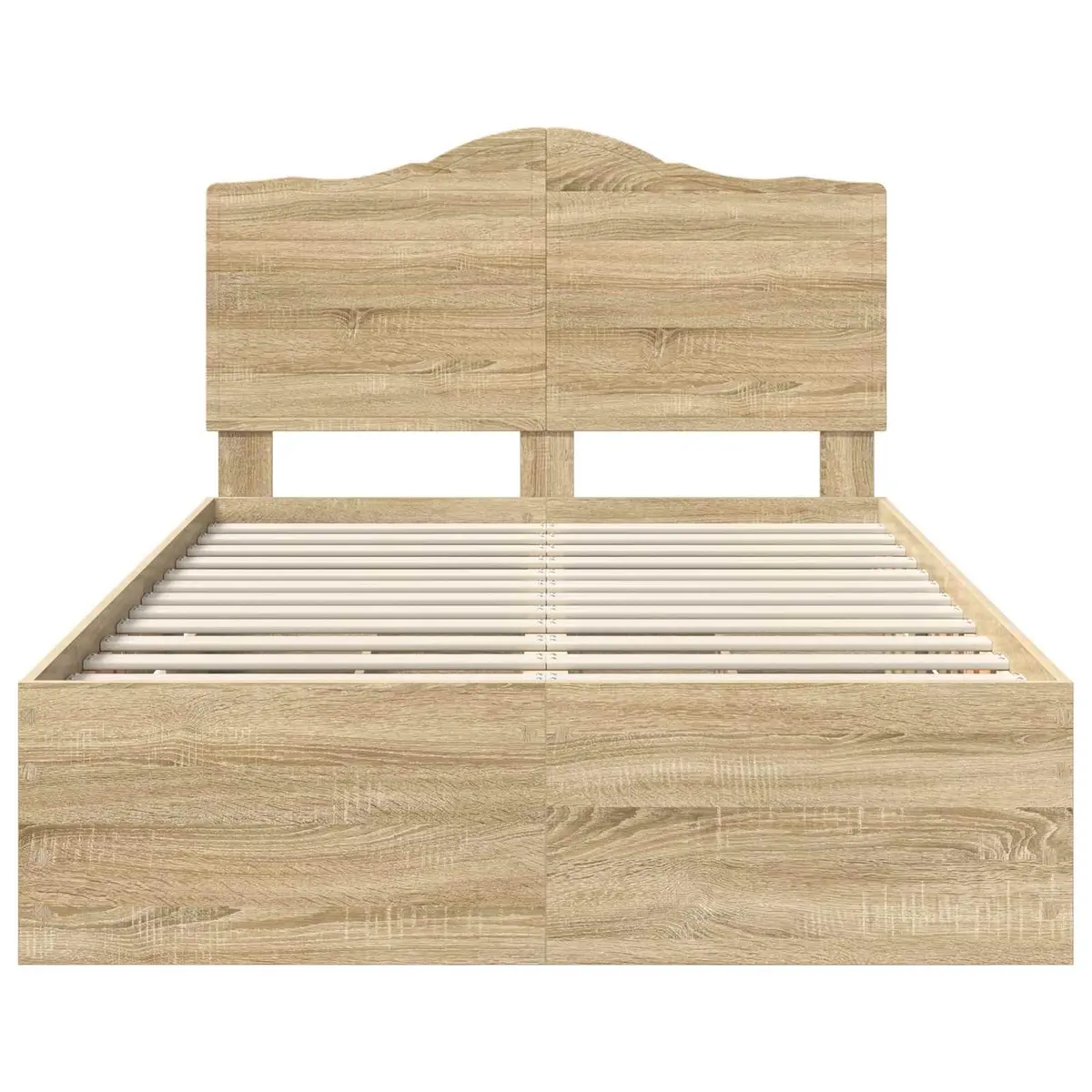 Bed Frame with Storage Drawer Sonoma Oak 135 x 190 cm Engineered Wood Modern