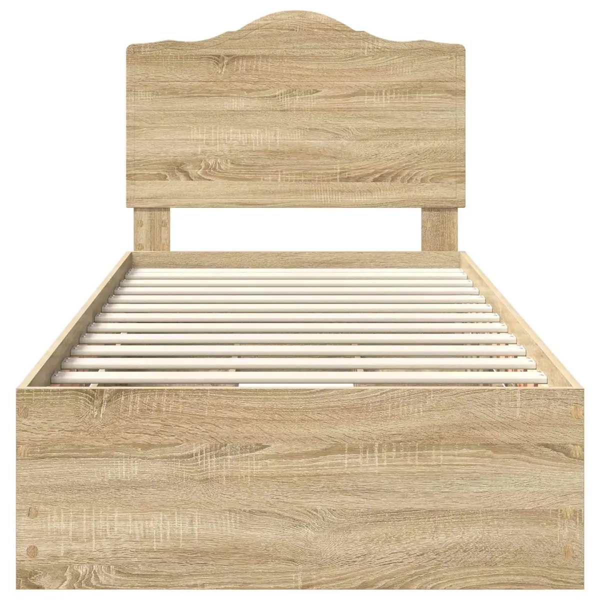 Bed Frame Engineered Wood 90 x 190 cm Brown with Storage Drawer