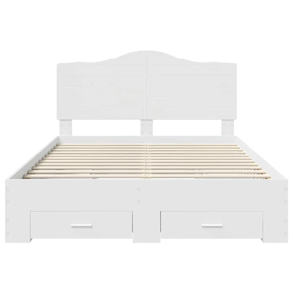 Bed Frame with Headboard White 150 x 200 cm Storage Drawers Modern Design