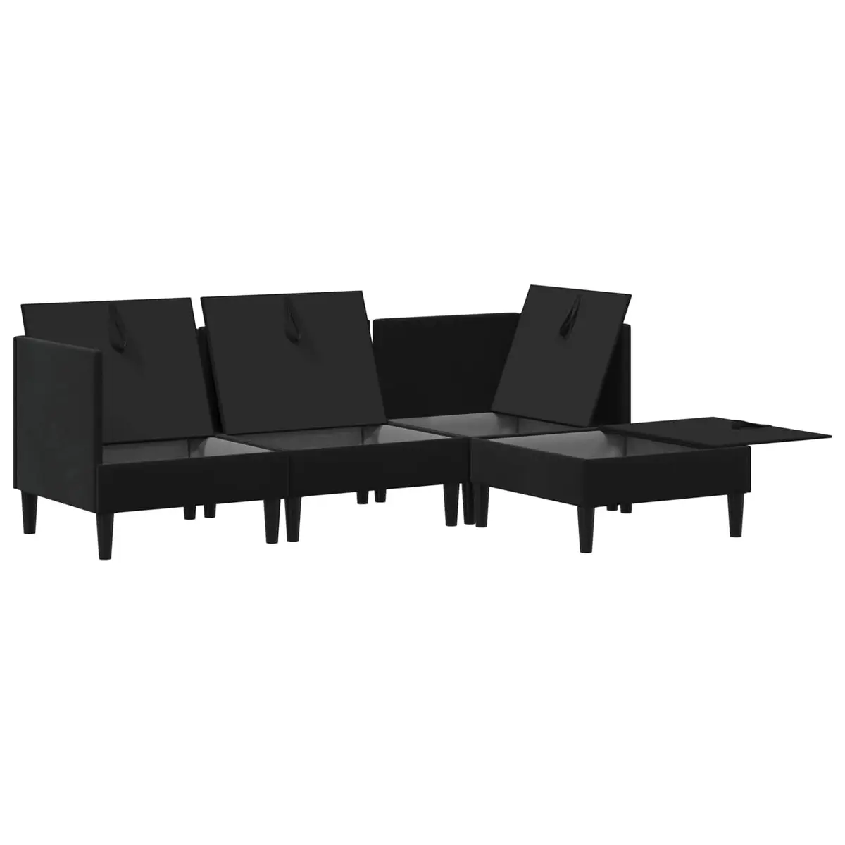 Living Room Furniture Set Velvet Black 4 Piece