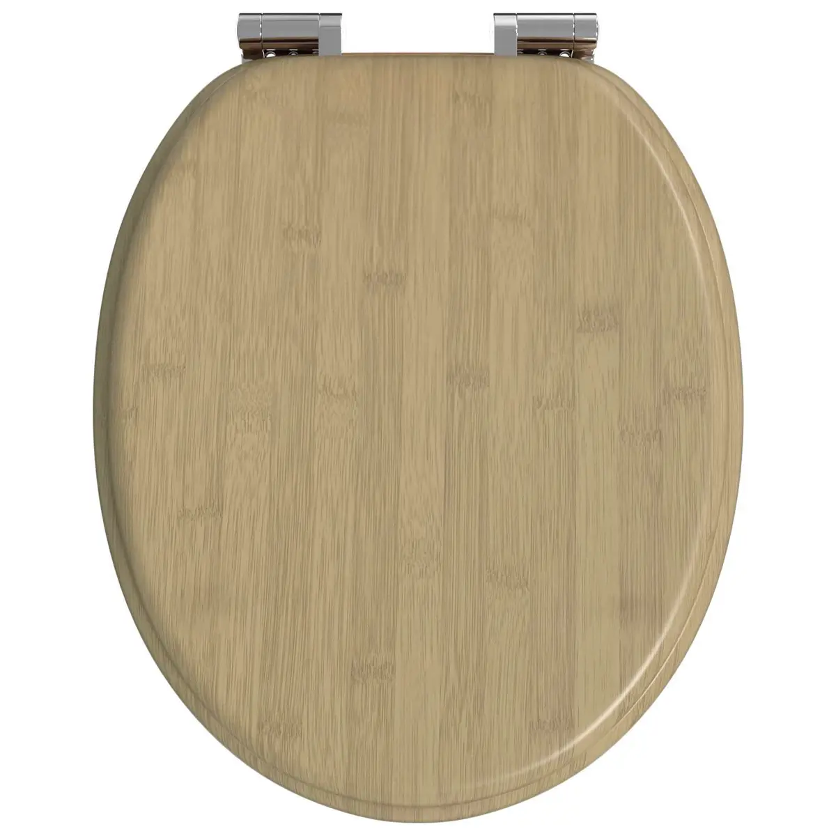 Toilet Seat Soft-Close Bamboo Color MDF 44 x 38 cm Non-slip Bumpers Standard