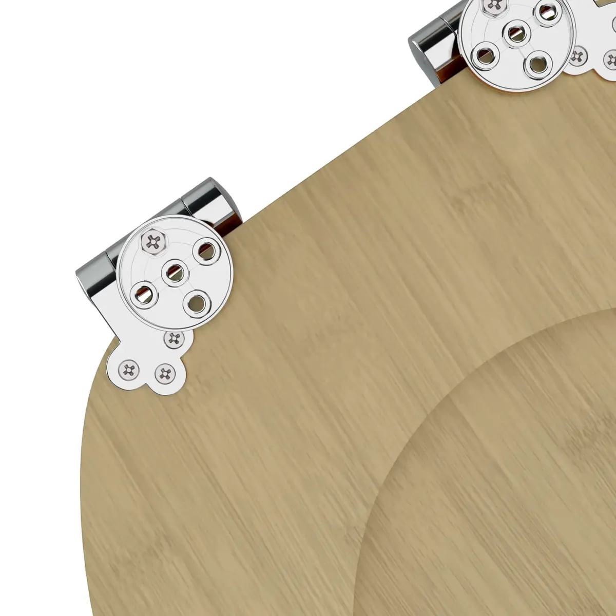 Toilet Seat Soft-Close Bamboo Color MDF 44 x 38 cm Non-slip Bumpers Standard