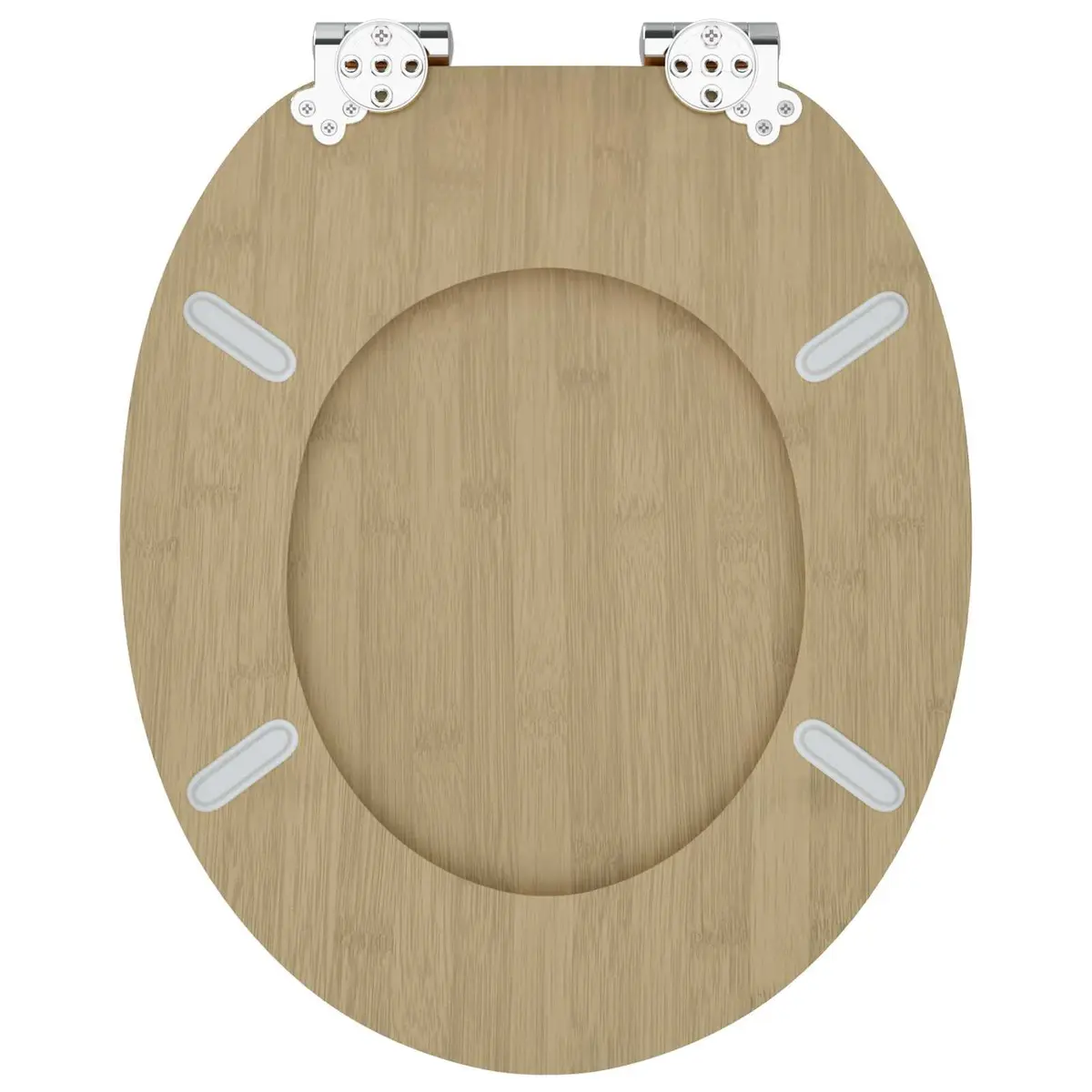 Toilet Seat Soft-Close Bamboo Color MDF 44 x 38 cm Non-slip Bumpers Standard
