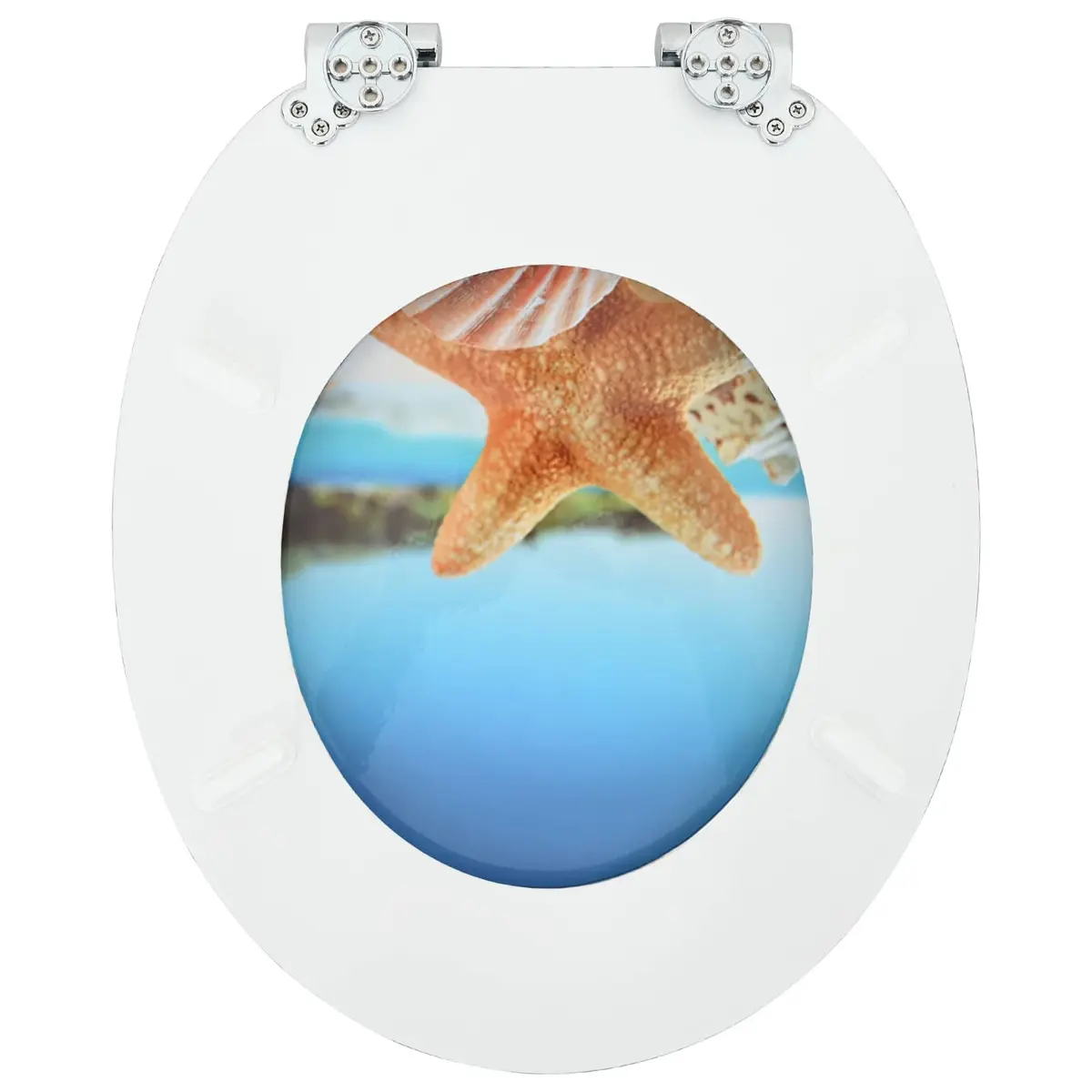 Toilet Seat Blue MDF Board Soft-Close 44x38cm Bathroom Fixture Durable