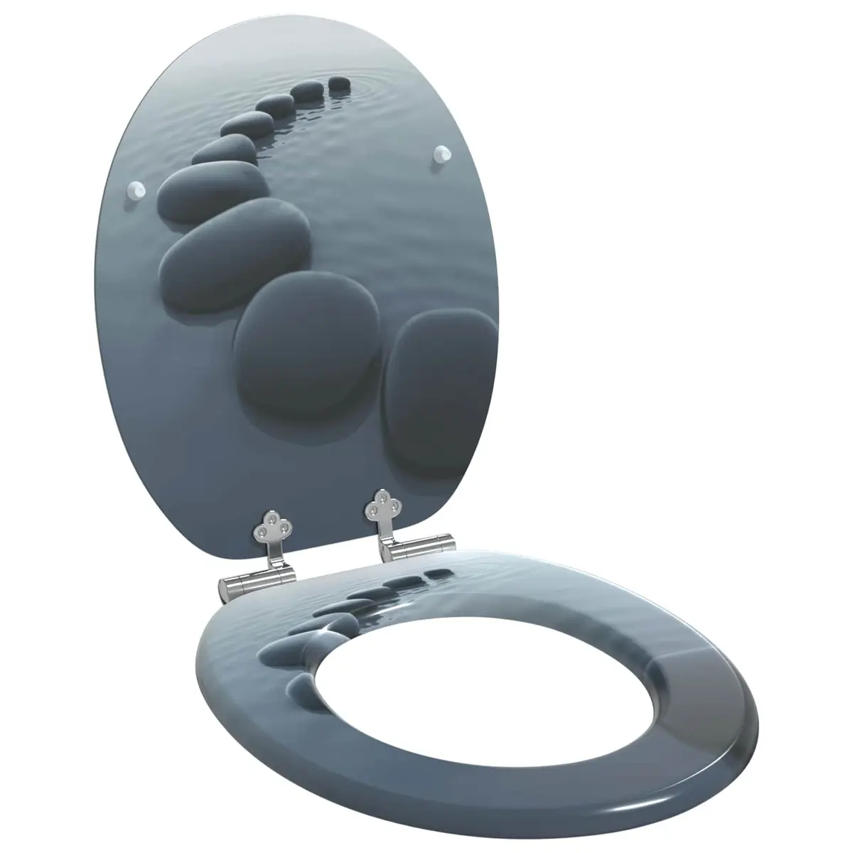 Toilet Seat Soft-Close Grey MDF 44x38cm Bathroom Fixture 2-Pack Standard Fit