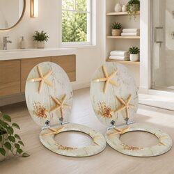 Soft-Close Toilet Seat 2 Pack Yellow White Modern Bathroom Fixture Easy Install