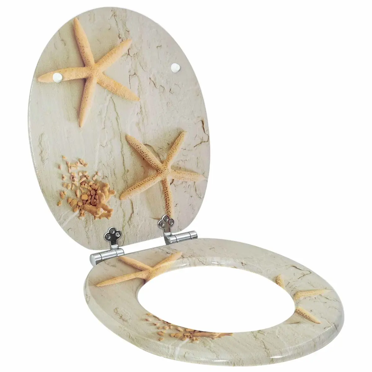 Toilet Seat MDF Soft-Close 44 x 38 cm Yellow White 2 Pack