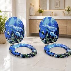 Practical Blue Toilet Seats with Soft-Close Feature 44 x 38 cm