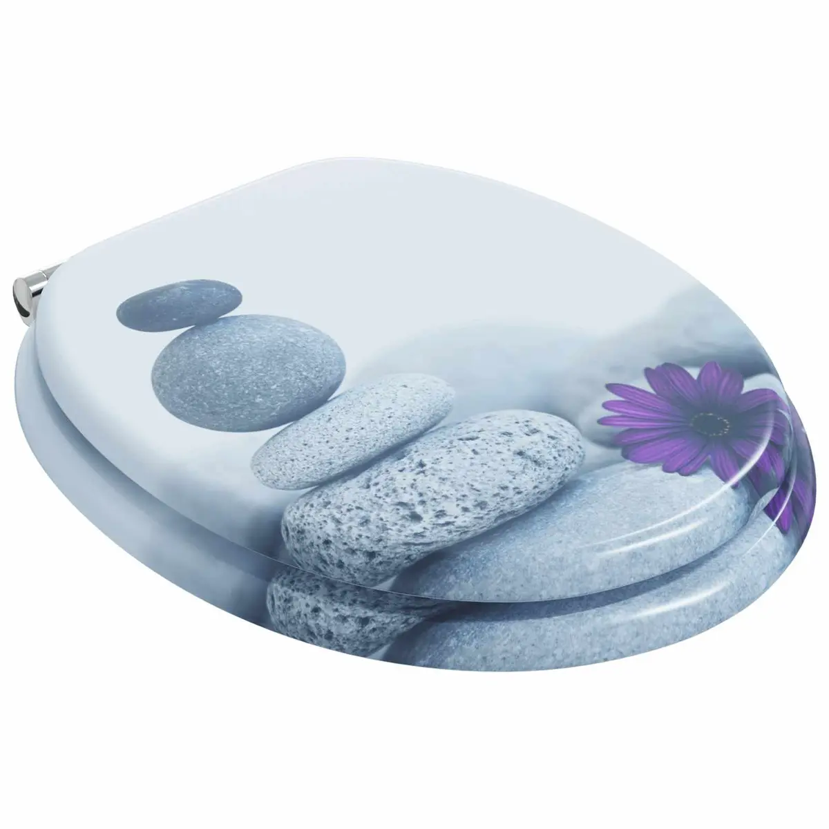 Toilet Seat Grey MDF 44 x 38 cm Soft-Close Mechanism Bathroom Fixture 2 Pack