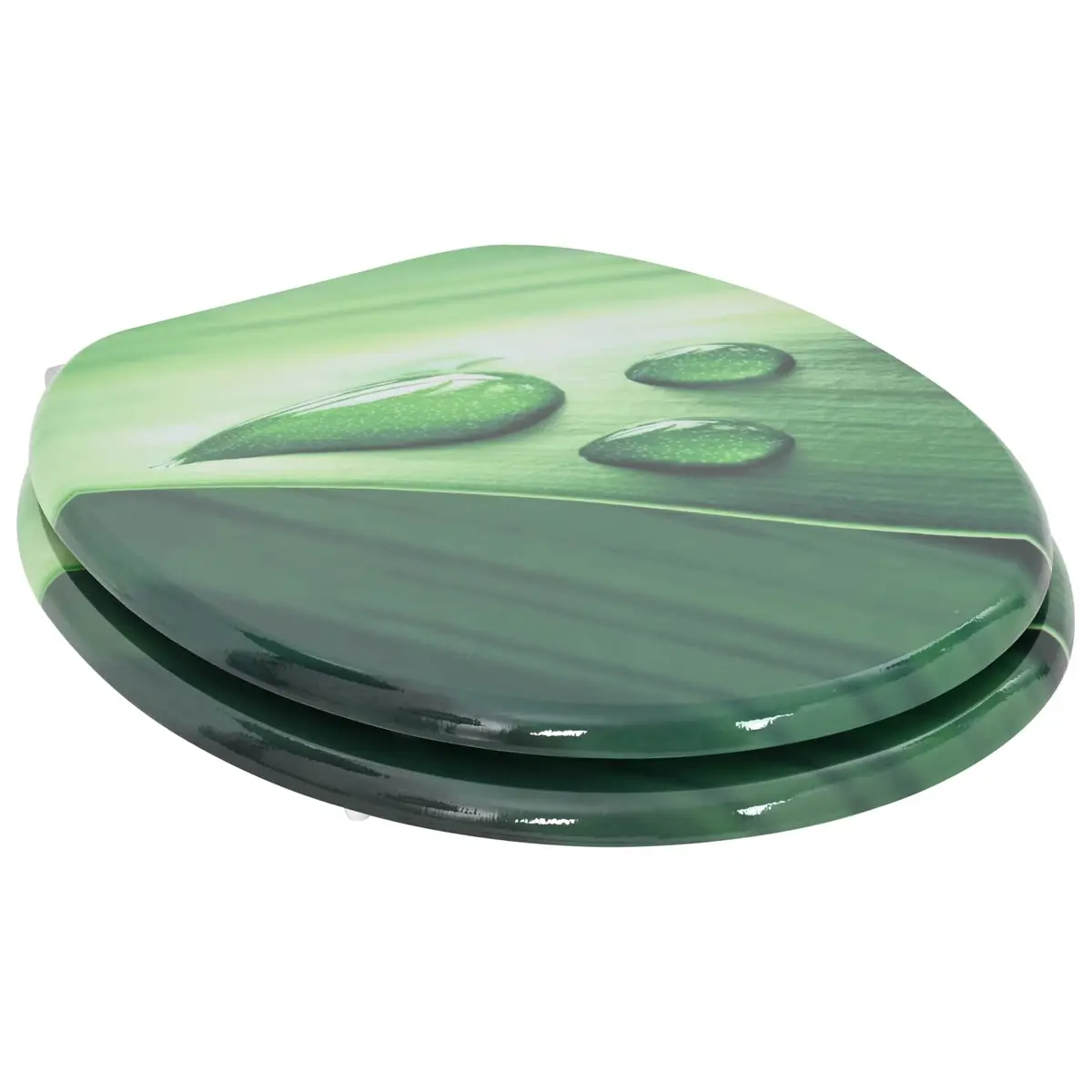 Soft-Close Toilet Seat Green MDF Board Bathroom Fixture Durable Non-Slip
