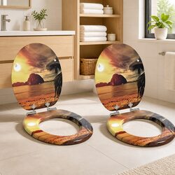Practical Soft-Close Toilet Seat in Orange for Home Use