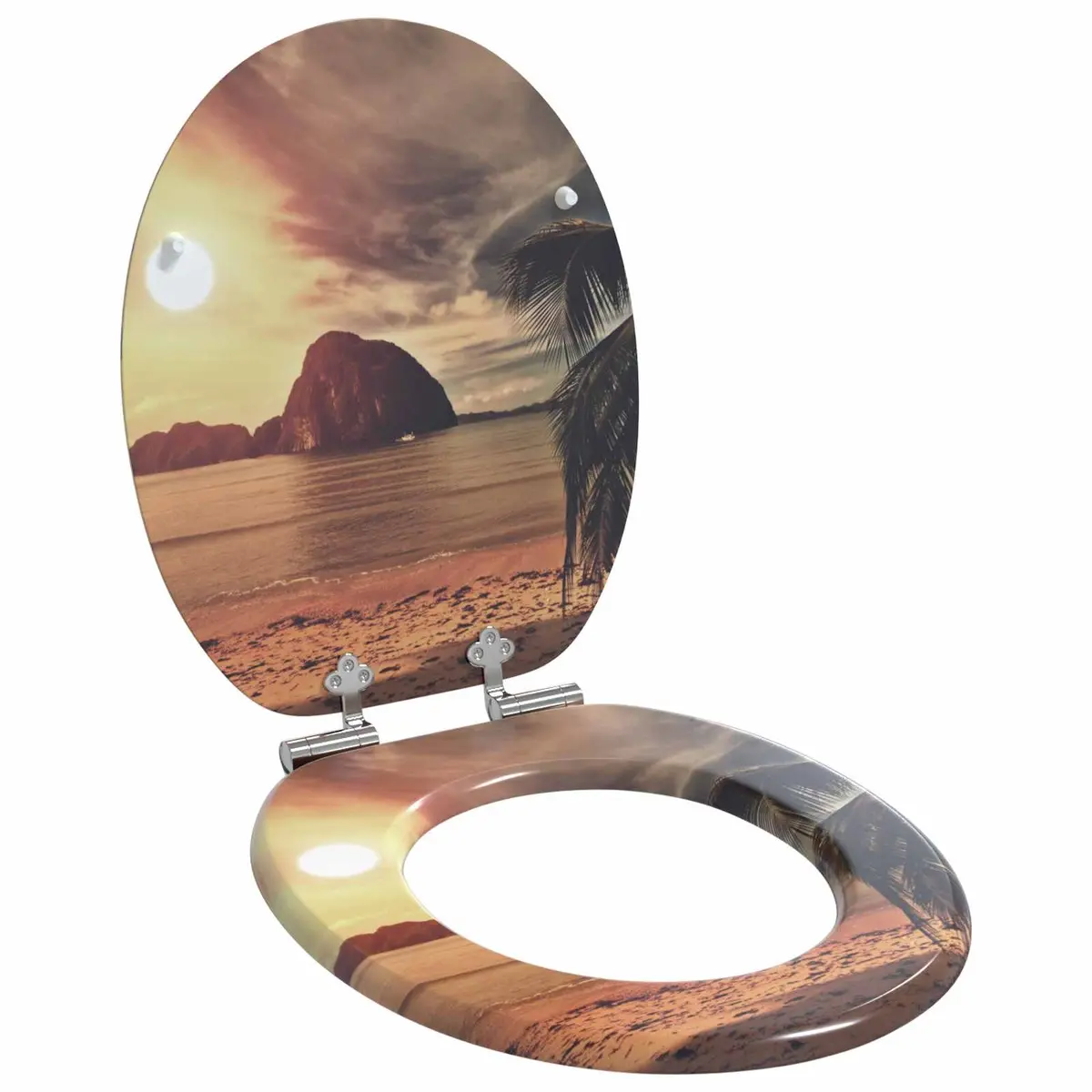 Toilet Seat Orange MDF 44x38cm Soft-Close Bathroom Fixture 2 Piece