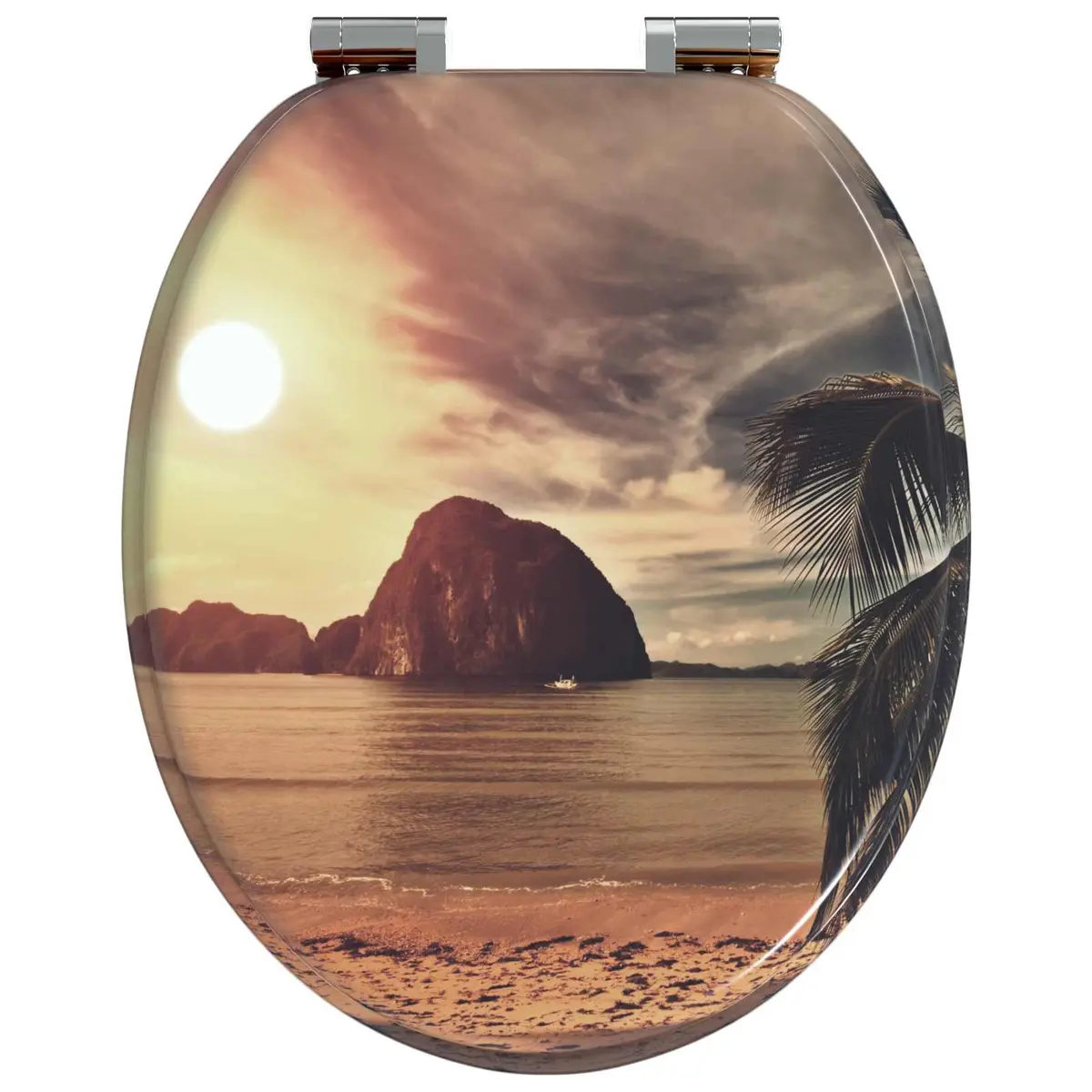Toilet Seat Orange MDF 44x38cm Soft-Close Bathroom Fixture 2 Piece