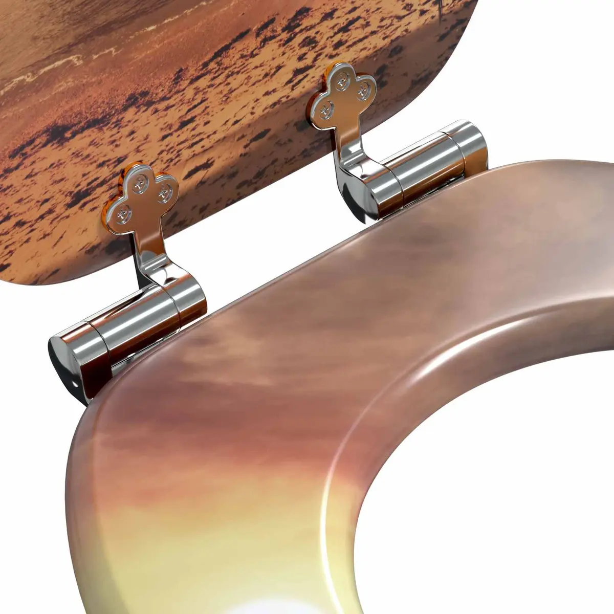 Toilet Seat Orange MDF 44x38cm Soft-Close Bathroom Fixture 2 Piece
