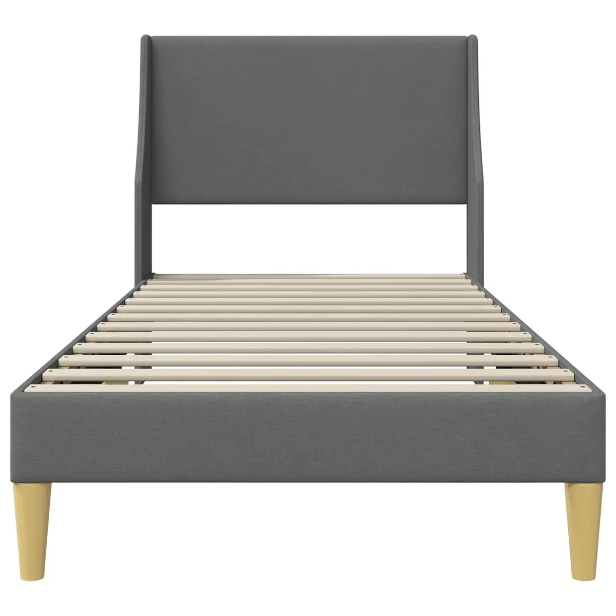 Bed Frame with Fabric Headboard Dark Grey 90 x 190 cm Modern Bedroom Furniture
