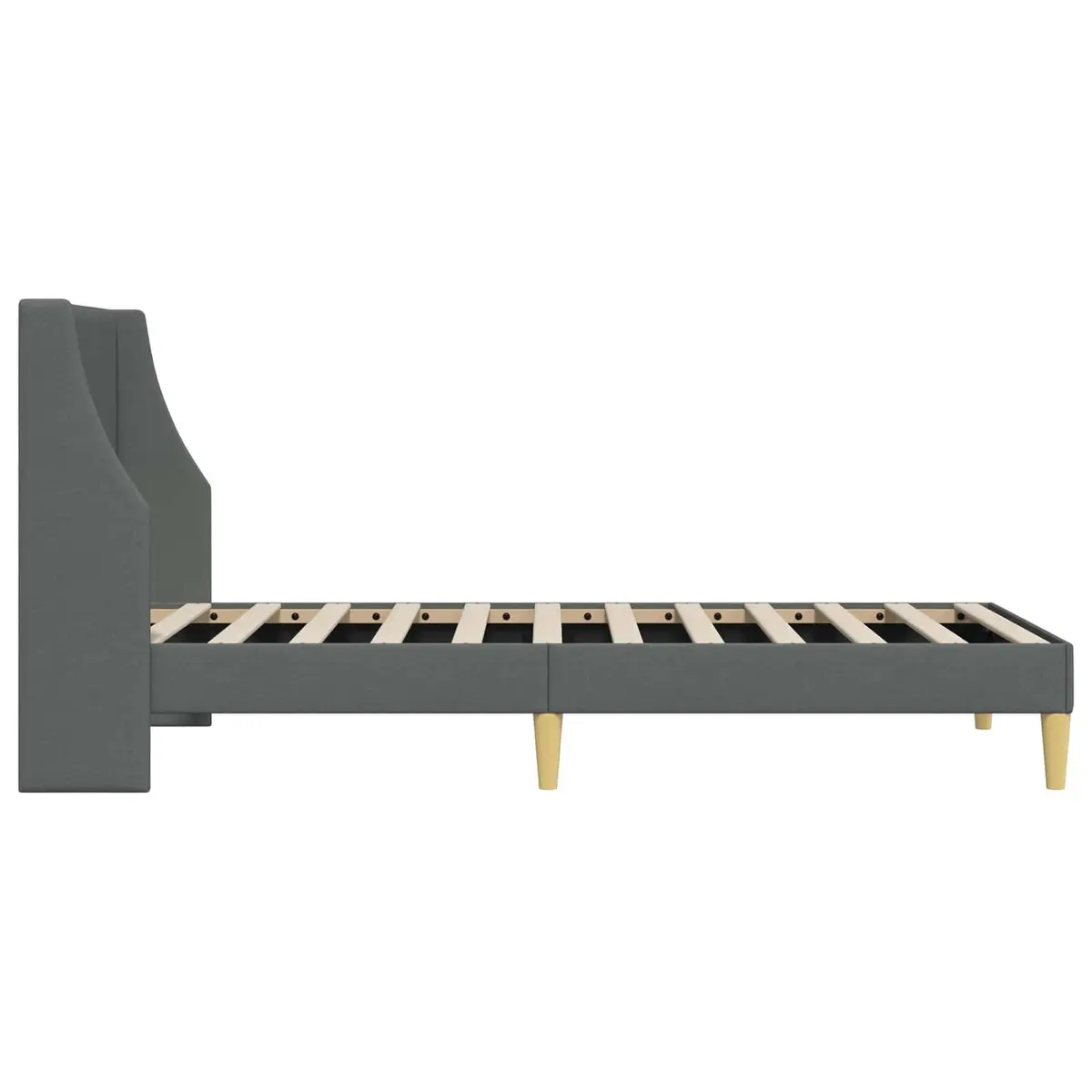 Bed Frame with Fabric Headboard Dark Grey 90 x 190 cm Modern Bedroom Furniture