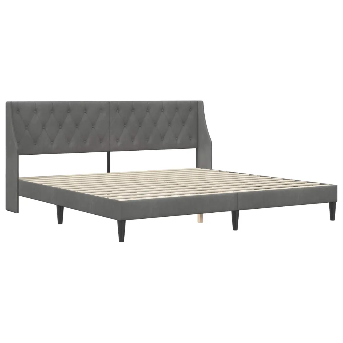 Bed Frame Plywood Construction 180 x 200 cm Dark Grey Velvet Headboard
