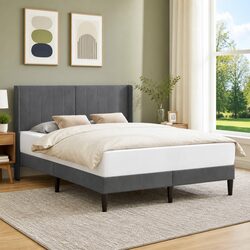 Practical Dark Grey Velvet Bed Frame for Everyday Use