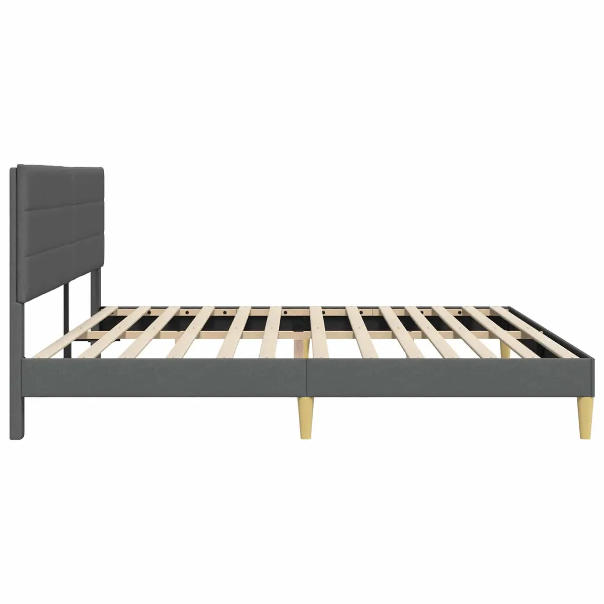 Bed Frame Plywood Fabric Upholstered Headboard Dark Grey 180 x 200 cm