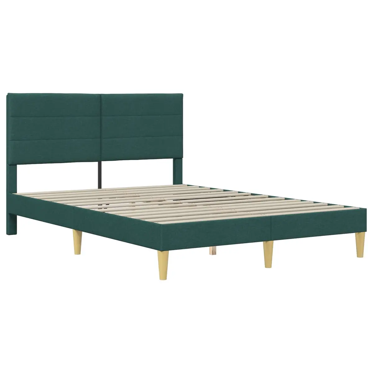 Bed Frame with Fabric Headboard Dark Grey Modern Bedroom Furniture Slatted Base
