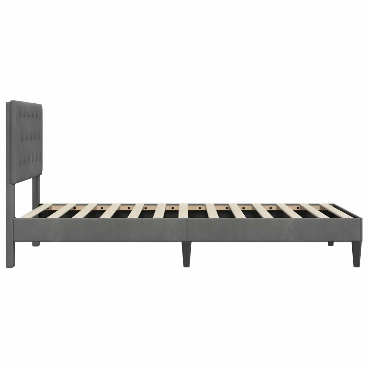 Bed Frame Plywood Construction 90 x 190 cm Dark Grey Velvet Headboard