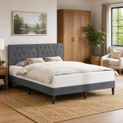 Practical Dark Grey Velvet Bed Frame for Everyday Use