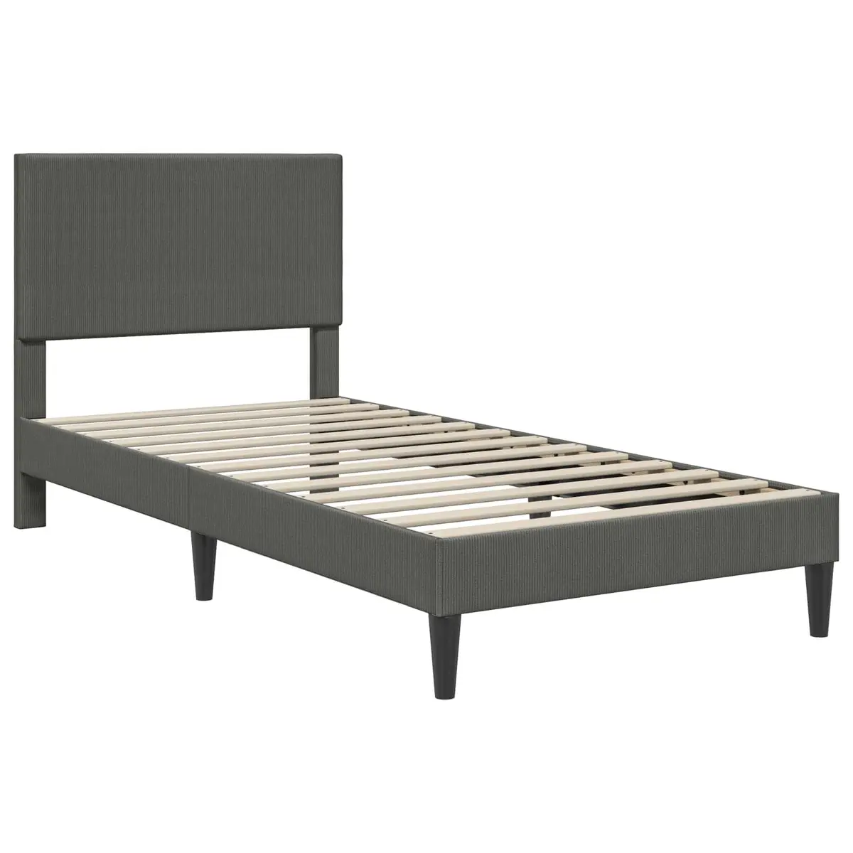 Bed Frame Corduroy Fabric 90 x 190 cm Dark Grey Modern Bedroom