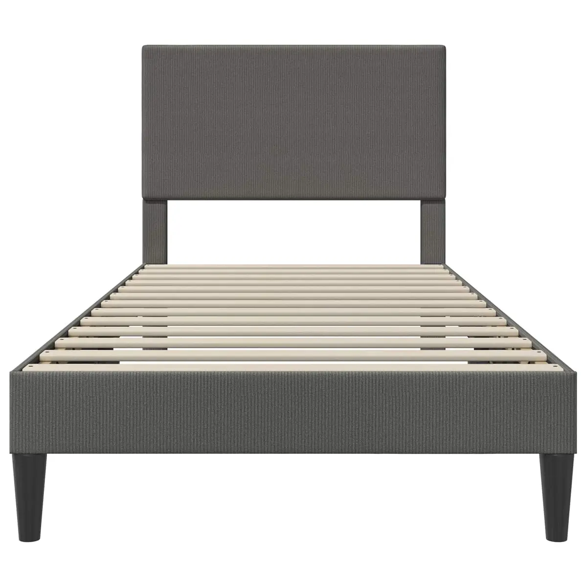Bed Frame Corduroy Fabric 90 x 190 cm Dark Grey Modern Bedroom