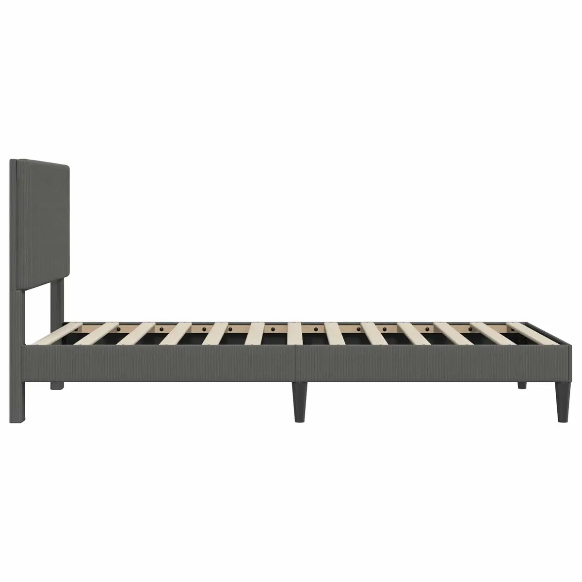 Bed Frame Corduroy Fabric 90 x 190 cm Dark Grey Modern Bedroom