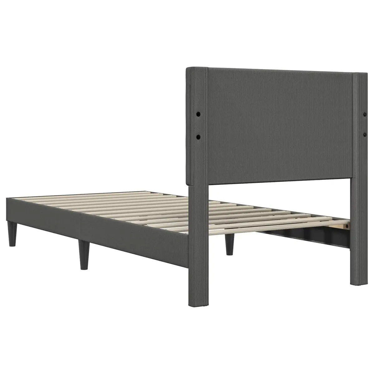 Bed Frame Corduroy Fabric 90 x 190 cm Dark Grey Modern Bedroom