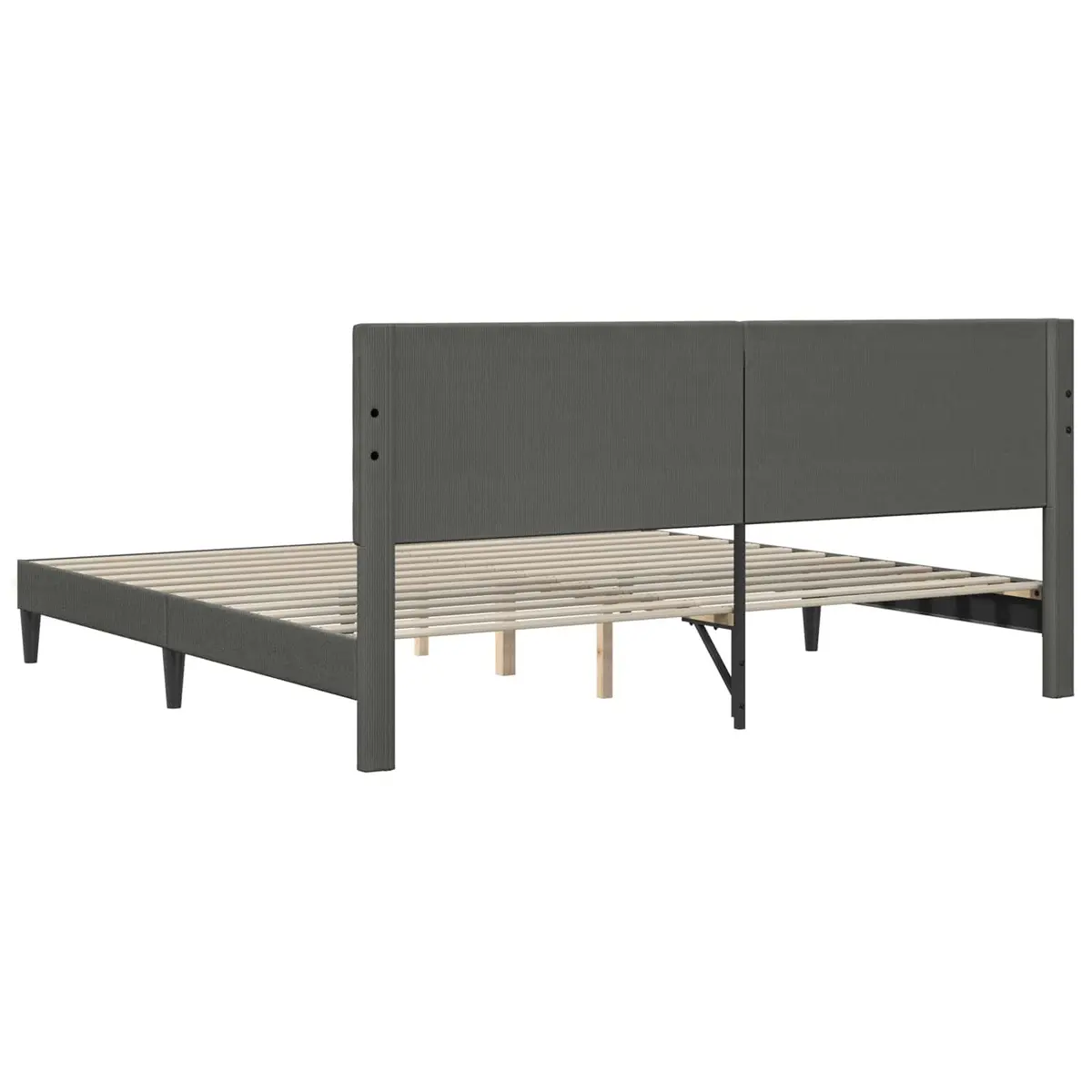 Bed Frame with Headboard Dark Grey 180 x 200 cm Corduroy Fabric Modern Bedroom