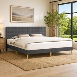 Versatile Bed Frame with Upholstered Headboard for Any Home