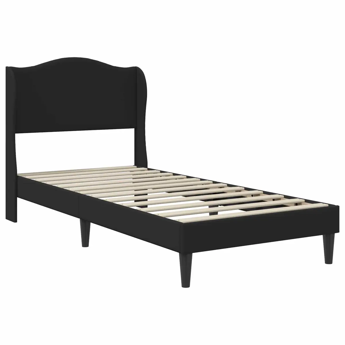 Bed Frame Faux Leather 90 x 190 cm Black Modern