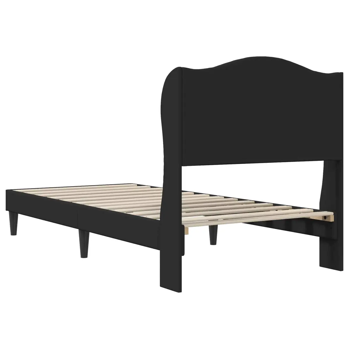 Bed Frame Faux Leather 90 x 190 cm Black Modern