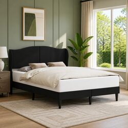 Versatile Black Bed Frame with Headboard for Modern Homes