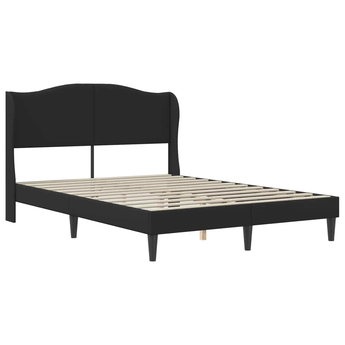 Bed Frame Faux Leather Queen Size Black 153x203cm with Headboard