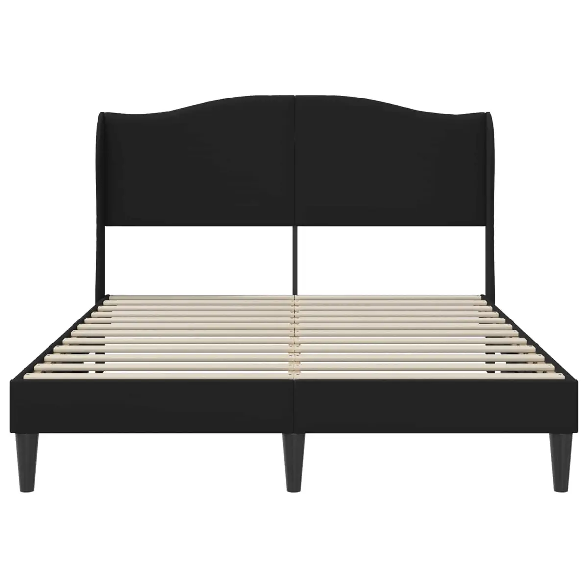 Bed Frame Faux Leather Queen Size Black 153x203cm with Headboard