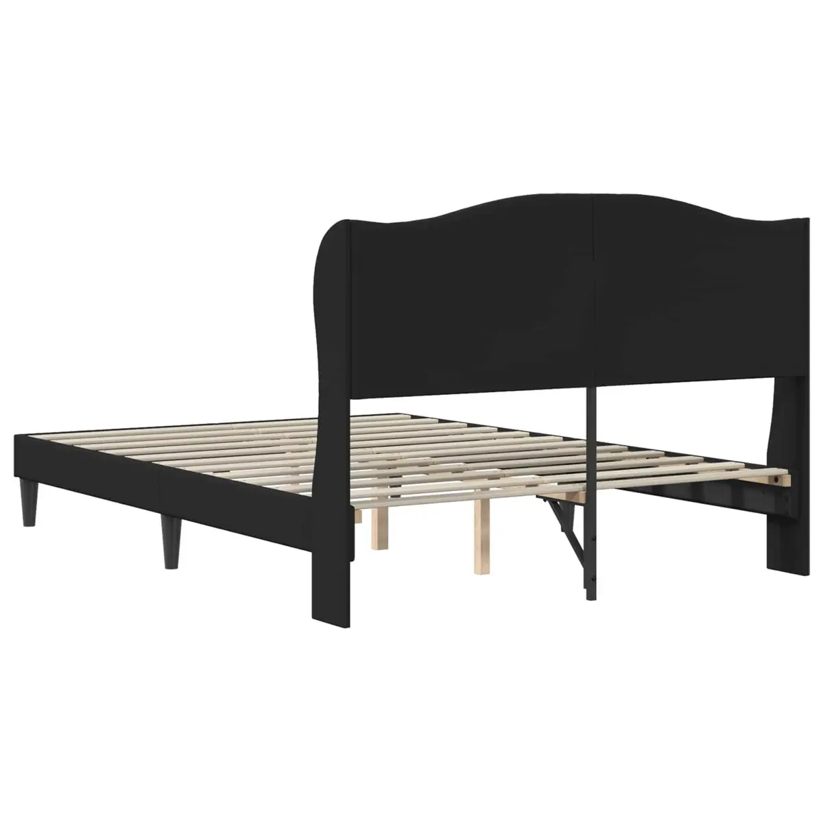 Bed Frame Faux Leather Queen Size Black 153x203cm with Headboard