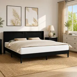 Black Bed Frame with LED Strip Lights for Modern Living
