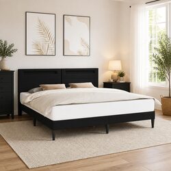 Practical Black Faux Leather Bed Frame for Every Home