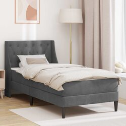 Functional Grey Velvet Bed Frame with Mattress for Modern Spaces