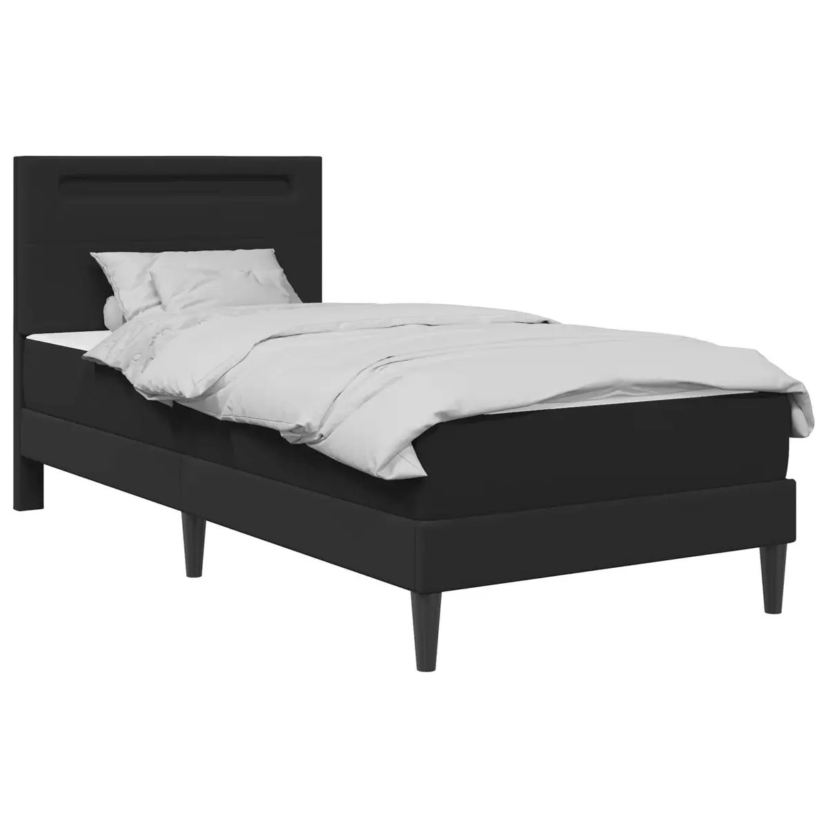 Black Bed Frame with LED Lighting and Storage
