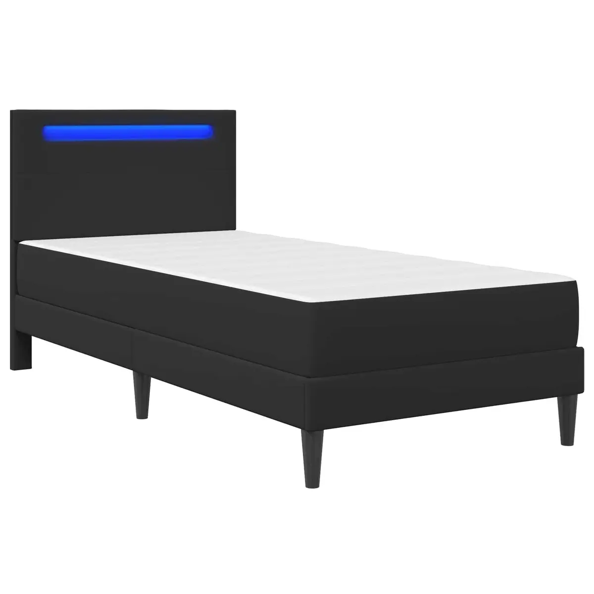 Black Bed Frame with LED Lighting and Storage