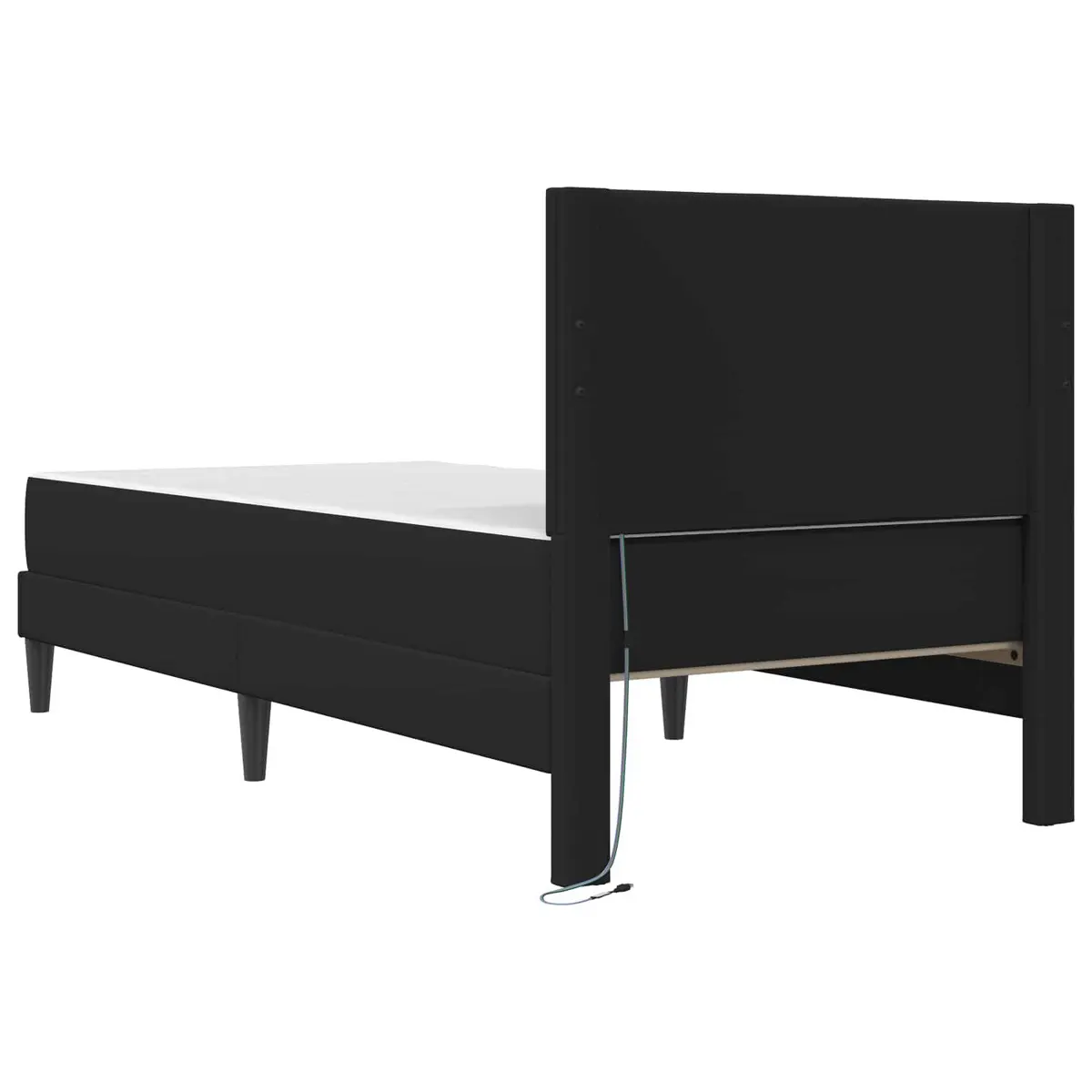 Black Bed Frame with LED Lighting and Storage